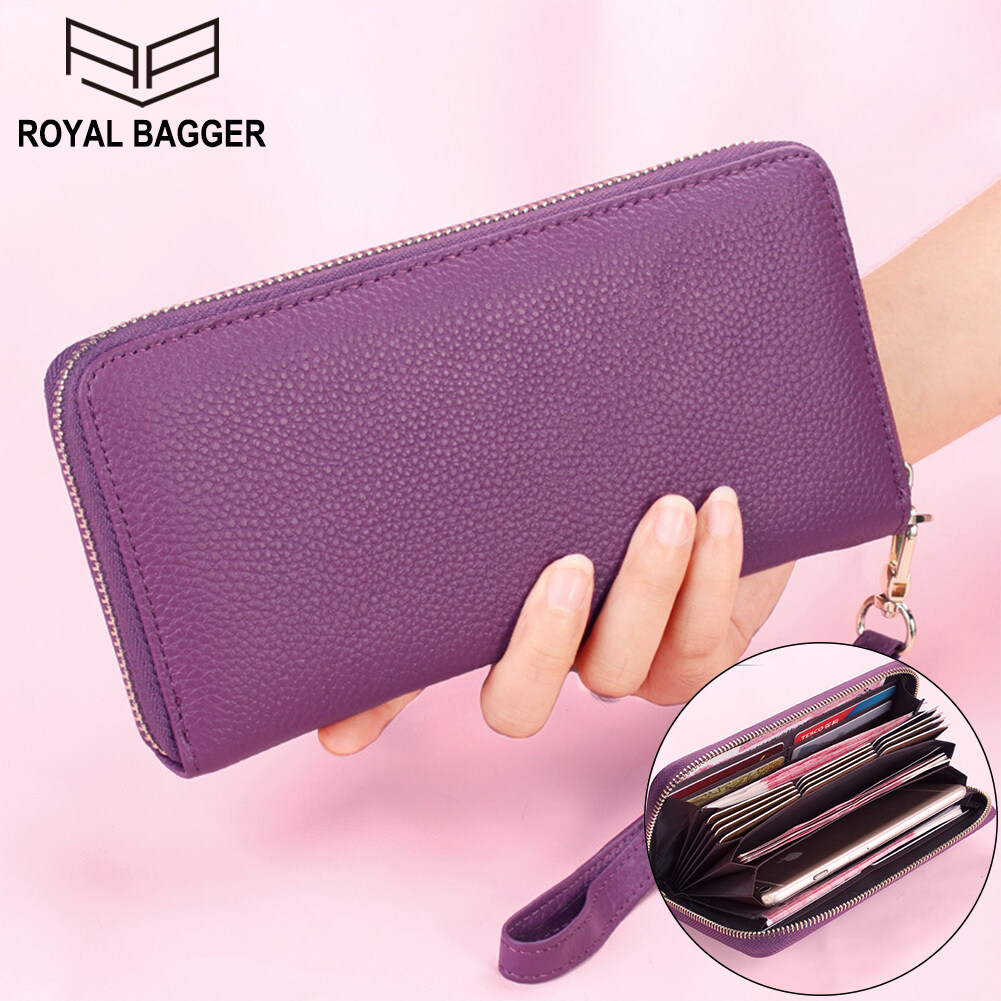 Royal Bagger Long Wallet Purses For Women Girls Genuine Cow Leather 2021 New Ladies Clutch Bag Phone Pocket Handbag Office Purses