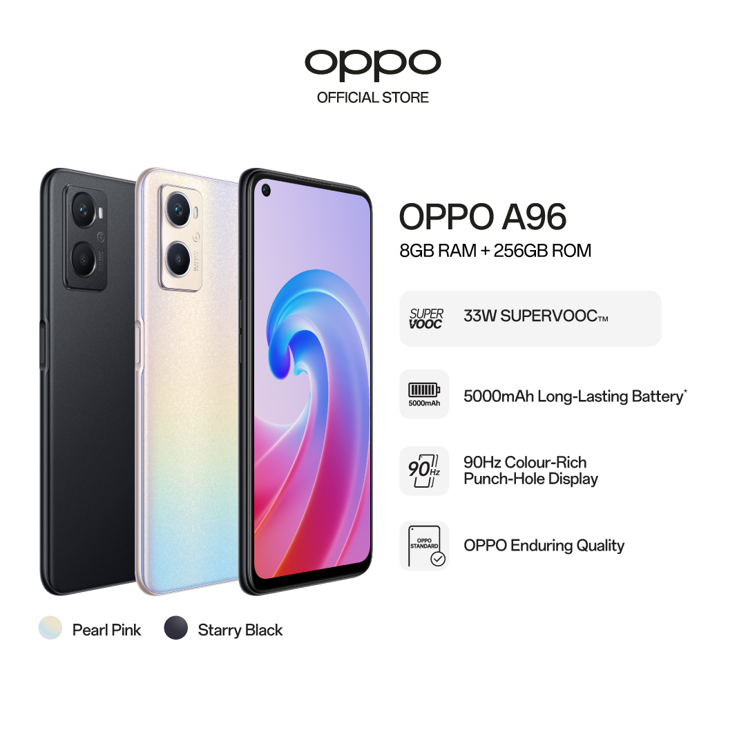 OPPO A96 Smartphone / 90Hz Display / 33W Flash Charge / 5000mAh Battery / 8+256GB
