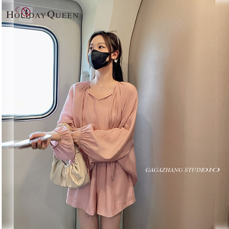 HolidayQueen Summer Night Beach Holiday Wind Lazy and Sunshade Jacket + Shorts Suit S M L XL Free Shipping HQ1392