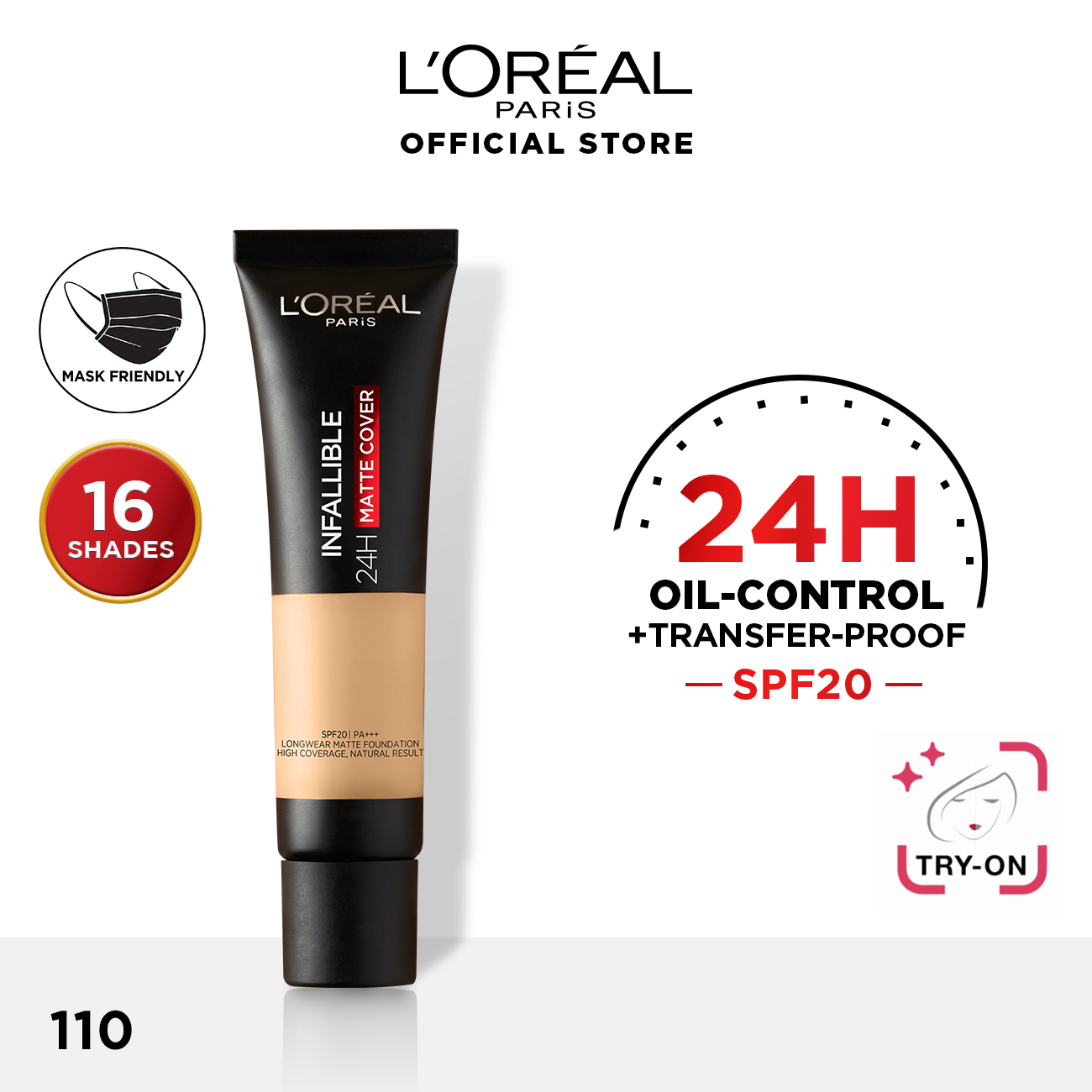 L'Oreal Paris Infallible 24H Matte Cover Liquid Foundation 35ml (Transferproof/Long-Wearing)