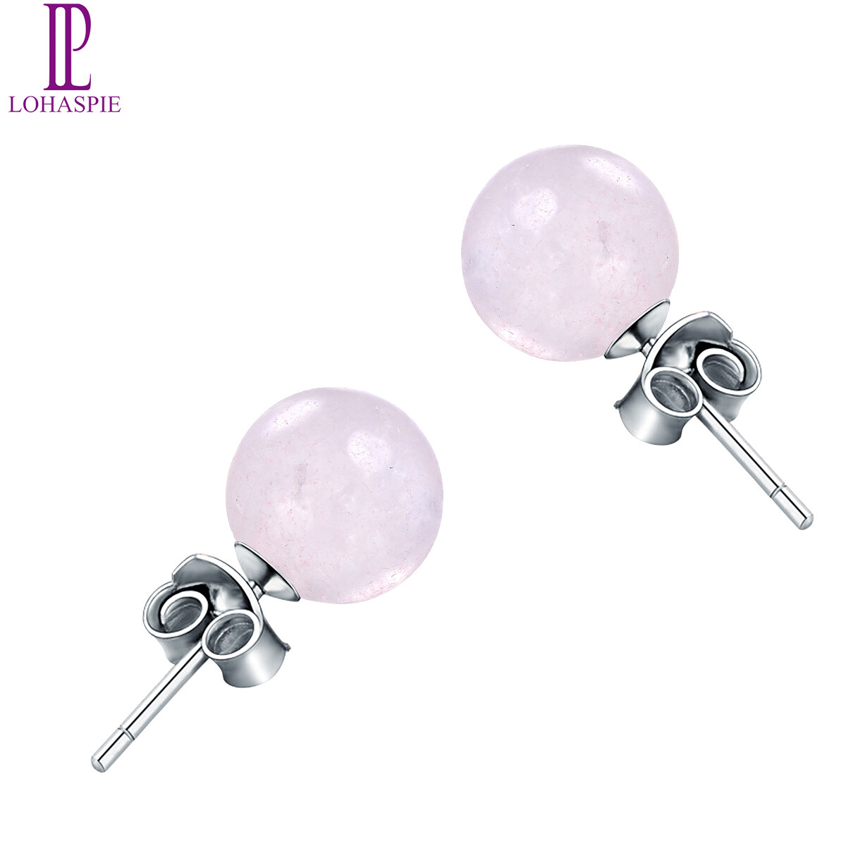 Rose Quartz Stud Earrings Solid 925 Sterling Gemstone