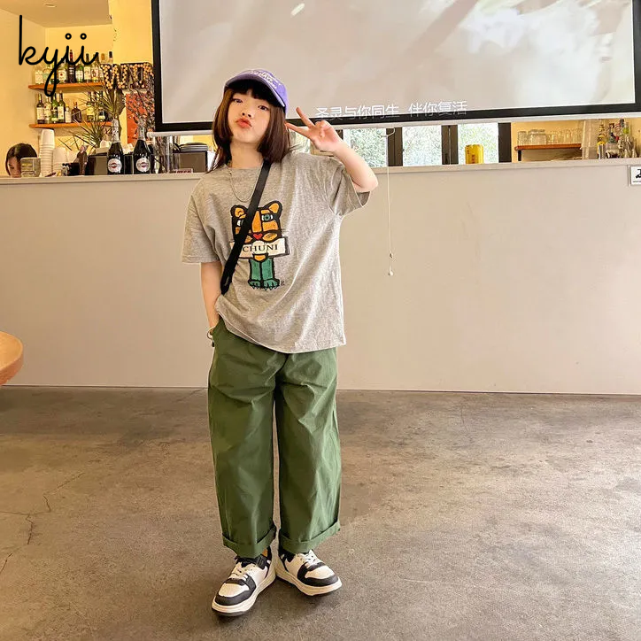 KYII Girls short sleeved T-shirt Summer children cartoon loose Top ky22083